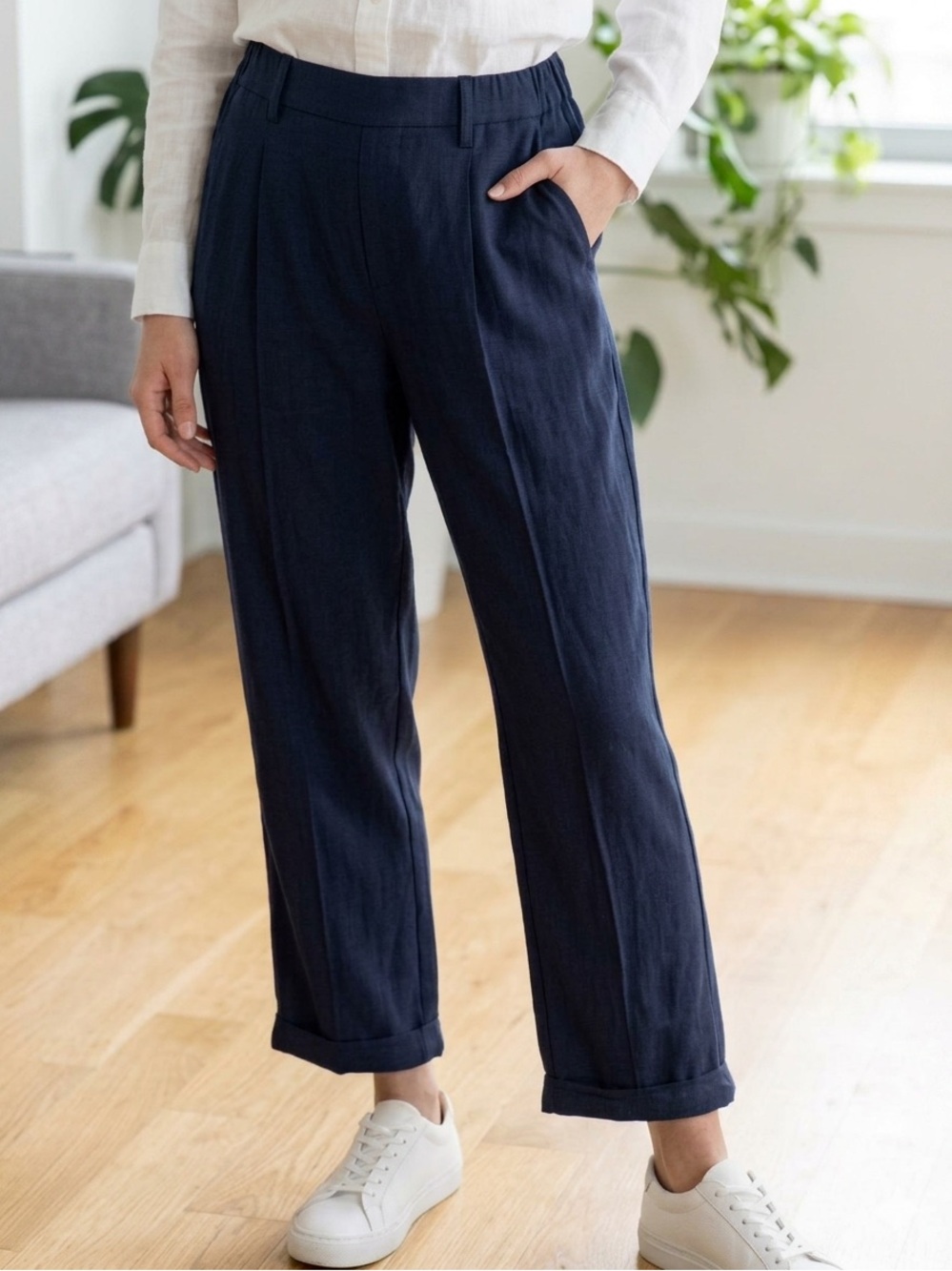 Pistola Eleanor Pull On Trouser Pleated Pants Navy Blue - size medium